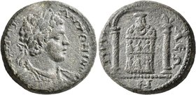 PAMPHYLIA. Perge. Caracalla, 198-217. Triassarion (Bronze, 23 mm, 9.49 g, 5 h). AY K M AY ANTΩNINOC Laureate, draped and cuirassed bust of Caracalla t...