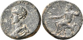 PISIDIA. Baris. Caracalla, 198-217. Tetrassarion (Bronze, 25 mm, 11.48 g, 7 h). MAP [AYP ANT]ΩN[ЄINOC KAIC] (or similar) Bare-headed, draped and cuira...
