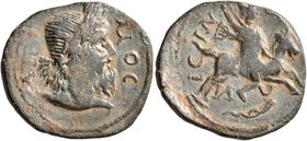 PISIDIA. Isinda. Pseudo-autonomous issue. Assarion (Bronze, 20 mm, 4.69 g, 6 h), time of Gallienus, 253-268. ΔHMOC Laureate and bearded head of Demos ...