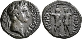 PISIDIA. Sagalassus. Nerva, 96-98. Assarion (Bronze, 19 mm, 4.78 g, 6 h). ΝΕΡΟΥΑϹ ΚΑΙϹΑΡ Laureate head of Nerva to right. Rev. ϹΑΓΑΛΑϹϹЄωΝ The Dioskou...