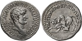 CILICIA. Tarsus. Hadrian, 117-138. Tridrachm (Silver, 26 mm, 10.23 g, 12 h). ΑΥΤ ΚΑΙ ΘΕ ΤΡΑ ΠΑΡ ΥΙ ΘΕ ΝΕΡ ΥΙ ΤΡΑΙ ΑΔΡΙΑΝΟϹ ϹE Laureate and draped bust...