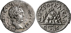 CAPPADOCIA. Caesaraea-Eusebia. Caracalla, 198-217. Drachm (Silver, 17 mm, 2.82 g, 12 h), RY 20 = 216/7. AY K M AYPHΛI ANTΩNЄINOC CЄB Laureate head of ...