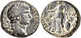 CAPPADOCIA. Tyana. Hadrian, 117-138. Assarion (Bronze, 18 mm, 6.58 g, 11 h), RY 21 = 136/7. ΑΥΤΟ ΚΑΙϹ ΤΡΑΙ ΑΔΡΙΑΝΟϹ ϹЄΒΑϹΤΟϹ Laureate head of Hadrian ...