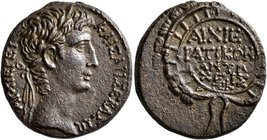 SYRIA, Seleucis and Pieria. Antioch. Augustus, 27 BC-AD 14. 'As' (Bronze, 23 mm, 9.00 g, 12 h), CY 27 = 5/4 BC. KAIΣAPI ΣEBAΣTΩ APXIEPEI Laureate head...