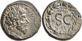 SYRIA, Seleucis and Pieria. Antioch. Marcus Aurelius, 161-180. AE (Bronze, 23 mm, 12.19 g, 7 h). [ΑΥΤ Κ Μ] ΑΥΡΗΛ ΑΝΤΩΝ[ΙΝΟϹ ϹЄΒ] Laureate head of Marc...