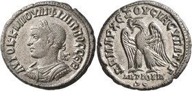 SYRIA, Seleucis and Pieria. Antioch. Philip II, 247-249. Tetradrachm (Silver, 26 mm, 11.30 g, 7 h), 248. AYTOK K M IOYΛI ΦΙΛΙΠΠΟC CЄB Laureate, draped...