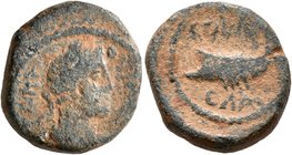 JUDAEA. Aelia Capitolina (Jerusalem). Antoninus Pius, 138-161. AE (Bronze, 16 mm, 4.76 g, 7 h). IMP ANTONINO AVG Laureate, draped and cuirassed bust o...