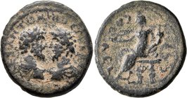 JUDAEA. Aelia Capitolina (Jerusalem). Marcus Aurelius & Lucius Verus, 161-169. AE (Bronze, 25 mm, 12.41 g, 6 h). IMP CAES ANTONINO ET VERO AVG Laureat...