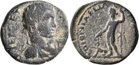 JUDAEA. Aelia Capitolina (Jerusalem). Geta, as Caesar, 198-209. AE (Bronze, 24 mm, 10.30 g, 11 h). SEP GET CASAR AVG (sic!) Bare-headed and draped bus...