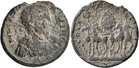 JUDAEA. Aelia Capitolina (Jerusalem). Elagabalus, 218-222. AE (Bronze, 23 mm, 8.47 g, 11 h). IMP C A MA ANTONINO Laureate and cuirassed bust of Elagab...