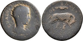 JUDAEA. Aelia Capitolina (Jerusalem). Hostilian, as Caesar, 250-251. AE (Bronze, 29 mm, 14.39 g, 1 h). [C VAL OST MES QVINTVS CAE] Radiate, draped and...