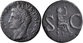Divus Augustus, died AD 14. As (Copper, 27 mm, 10.66 g, 1 h), Rome, struck under Tiberius, 15-16. DIVVS AVGVSTVS PATER Radiate head of Divus Augustus ...
