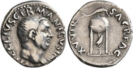 Vitellius, 69. Denarius (Silver, 19 mm, 3.30 g, 7 h), Rome, late April-December 69. A VITELLIVS GERMANICVS IMP Bare head of Vitellius to right. Rev. X...