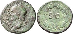 Vespasian, 69-79. As (Bronze, 22 mm, 6.07 g, 7 h), Rome, for use in Syria, 74. IMP CAESAR VESP AVG Laureate head of Vespasian to left. Rev. S C within...