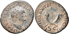 Vespasian, 69-79. Semis (Bronze, 21 mm, 3.36 g, 1 h), Rome, for use in Syria, 77-78. IMP CAESAR VESPASIAN AVGVST Laureate head of Vespasian to right. ...