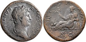 Hadrian, 117-138. As (Copper, 26 mm, 14.22 g, 1 h), Rome, 134-138. HADRIANVS AVG COS III P P Laureate and draped bust of Hadrian to right, seen from b...