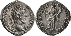 Marcus Aurelius, 161-180. Denarius (Silver, 17 mm, 3.16 g, 12 h), Rome, 165. ANTONINVS AVG ARMENIACVS Laureate head of Marcus Aurelius to right. Rev. ...