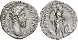 Commodus, 177-192. Denarius (Silver, 18 mm, 3.07 g, 6 h), Rome, 183-184. M COMMODVS ANTON AVG PIVS Laureate head of Commodus to right. Rev. P M TR P V...