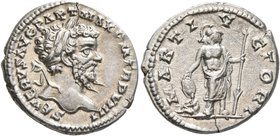 Septimius Severus, 193-211. Denarius (Silver, 19 mm, 3.48 g, 6 h), Laodicea, 197. SEVERVS AVG PART MAX P M TR VIIII Laureate head of Septimius Severus...