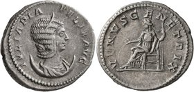 Julia Domna, Augusta, 193-217. Antoninianus (Silver, 23 mm, 5.38 g, 1 h), Rome, 211-217. IVLIA PIA FELIX AVG Diademed and draped bust of Julia Domna s...