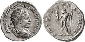 Caracalla, 198-217. Antoninianus (Silver, 22 mm, 5.32 g, 12 h), Rome, 217. ANTONINVS PIVS AVG GERM Radiate, draped and cuirassed bust of Caracalla to ...