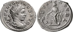 Elagabalus, 218-222. Antoninianus (Silver, 23 mm, 5.12 g, 12 h), Rome, 219-220. IMP ANTONINVS AVG Radiate, draped and cuirassed bust of Elagabalus to ...