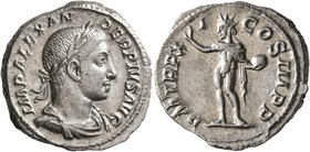 Severus Alexander, 222-235. Denarius (Silver, 19 mm, 3.70 g, 5 h), Rome, 232. IMP ALEXANDER PIVS AVG Laureate, draped and cuirassed bust of Severus Al...