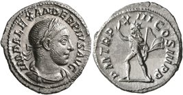 Severus Alexander, 222-235. Denarius (Silver, 19 mm, 3.13 g, 5 h), Rome, 234. IMP ALEXANDER PIVS AVG Laureate and draped bust of Severus Alexander to ...