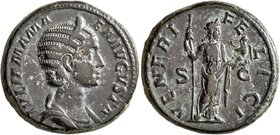 Julia Mamaea, Augusta, 222-235. As (Copper, 25 mm, 12.61 g, 12 h), Rome, 224. IVLIA MAMAEA AVGVSTA Diademed and draped bust of Julia Mamaea to right. ...