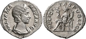 Julia Mamaea, Augusta, 222-235. Denarius (Silver, 20 mm, 3.13 g, 12 h), Rome, 230. IVLIA MAMAEA AVG Diademed and draped bust of Julia Mamaea to right....