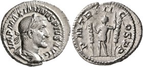 Maximinus I, 235-238. Denarius (Silver, 20 mm, 2.87 g, 7 h), Rome, 236. IMP MAXIMINVS PIVS AVG Laureate, draped and cuirassed bust of Maximinus I to r...