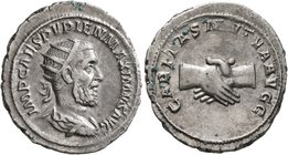 Pupienus, 238. Antoninianus (Silver, 23 mm, 4.02 g, 6 h), Rome, circa April-June 238. IMP CAES PVPIEN MAXIMVS AVG Radiate, draped and cuirassed bust o...