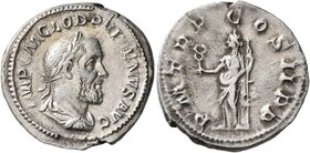 Pupienus, 238. Denarius (Silver, 20 mm, 3.25 g, 11 h), Rome, circa April-June 238. IMP C M CLOD PVPIENVS AVG Laureate, draped and cuirassed bust of Pu...