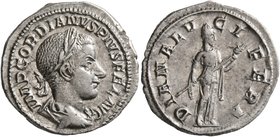 Gordian III, 238-244. Denarius (Silver, 20 mm, 2.37 g, 1 h), Rome, Summer 241. IMP GORDIANVS PIVS FEL AVG Laureate, draped and cuirassed bust of Gordi...
