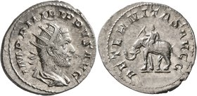 Philip I, 244-249. Antoninianus (Silver, 23 mm, 4.17 g, 7 h), Rome, 248. IMP PHILIPPVS AVG Radiate, draped and cuirassed bust of Philip I to right, se...