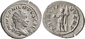 Philip II, as Caesar, 244-247. Antoninianus (Silver, 24 mm, 3.83 g, 7 h), Rome, 244-246. M IVL PHILIPPVS CAES Radiate and draped bust of Philip II to ...