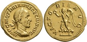 Trajan Decius, 249-251. Aureus (Gold, 20 mm, 4.11 g, 1 h), Rome. IMP C M Q TRAIANVS DECIVS AVG Laureate and cuirassed bust of Trajan Decius to right, ...
