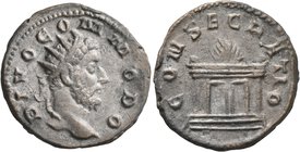 Trajan Decius, 249-251. Antoninianus (Billon, 22 mm, 3.30 g, 12 h), commemorative issue for Divus Commodus (died 192), a contemporary cast imitation f...