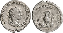Herennius Etruscus, as Caesar, 249-251. Antoninianus (Silver, 22 mm, 3.63 g, 7 h), Rome, 250-251. Q HER ETR MES DECIVS NOB C Radiate and draped bust o...
