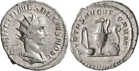 Herennius Etruscus, as Caesar, 249-251. Antoninianus (Silver, 22 mm, 3.87 g, 6 h), Rome, 250-251. Q HER ETR MES DECIVS NOB C Radiate and draped bust o...