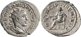 Herennius Etruscus, as Caesar, 249-251. Antoninianus (Silver, 23 mm, 4.24 g, 6 h), Rome, 250-251. Q HER ETR MES DECIVS NOB C Radiate and draped bust o...