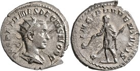 Herennius Etruscus, as Caesar, 249-251. Antoninianus (Silver, 23 mm, 3.72 g, 7 h), Rome, 250-251. Q HER ETR MES DECIVS NOB C Radiate and draped bust o...
