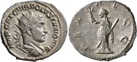 Volusian, 251-253. Antoninianus (Silver, 22 mm, 3.35 g, 12 h), Rome. IMP CAE C VIB VOLVSIANO AVG Radiate, draped and cuirassed bust of Volusian to rig...