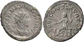 Macrianus, usurper, 260-261. Antoninianus (Billon, 23 mm, 3.82 g, 7 h), Samosata. IMP C FVL MACRIANVS P F AVG Radiate and cuirassed bust of Macrianus ...