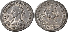 Probus, 276-282. Antoninianus (Silvered bronze, 22 mm, 4.58 g, 11 h), Siscia, 277. IMP C M AVR PROBVS P F AVG Radiate bust of Probus to left in imperi...