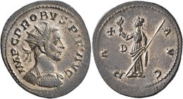 Probus, 276-282. Antoninianus (Silvered bronze, 24 mm, 3.56 g, 1 h), Lugdunum, 282. IMP C PROBVS P F AVG Radiate and cuirassed bust of Probus to right...