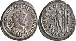 Maximianus, first reign, 286-305. Antoninianus (Silvered bronze, 24 mm, 4.92 g, 11 h), Ticinum, 290. IMP C M VAL MAXIMIANVS AVG Radiate, draped and cu...