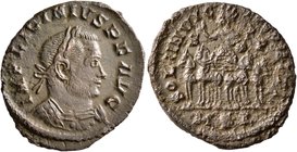 Licinius I, 308-324. Follis (Bronze, 21 mm, 3.23 g, 1 h), Londinium, 316. IMP LICINIVS P F AVG Laureate and cuirassed bust of Licinius I to right. Rev...
