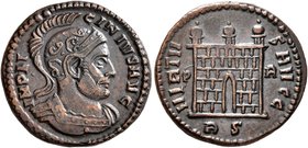 Licinius I, 308-324. Follis (Bronze, 19 mm, 3.38 g, 6 h), Rome, 318-319. IMP LI-CINIVS AVG Cuirassed bust of Licinius I to right, wearing single-crest...