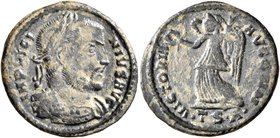 Licinius I, 308-324. Follis (Bronze, 20 mm, 2.51 g, 12 h), Thessalonica, 319. IMP LICI-NIVS AVG Laureate and cuirassed bust of Licinius I to right. Re...